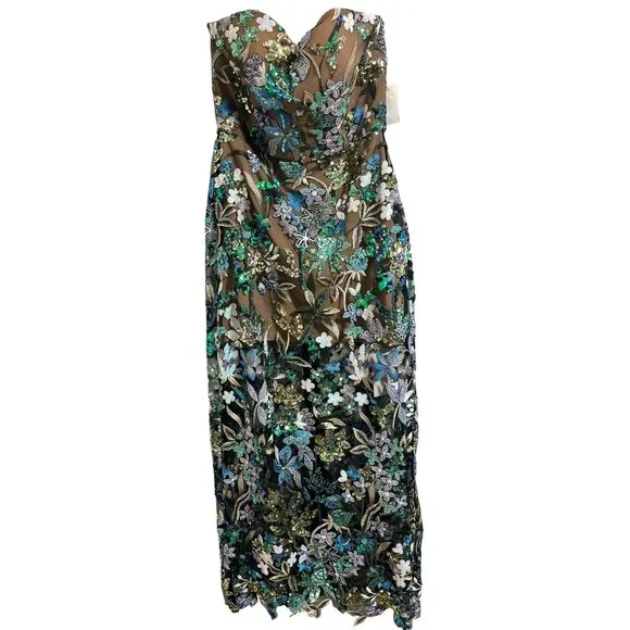 Elegant Strapless Floral Dress - Picture 2 of 15